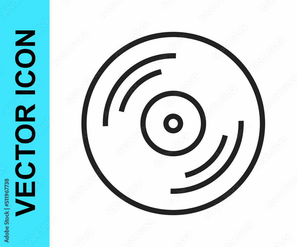 Black line Vinyl disk icon isolated on white background. Vector Black line Vinyl disk icon isolated on white background. Vector