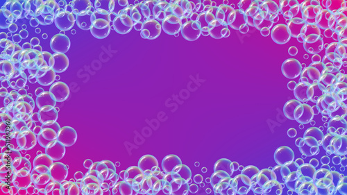 Bath bubble. Detergent soap foam and suds for bathtub. Shampoo.