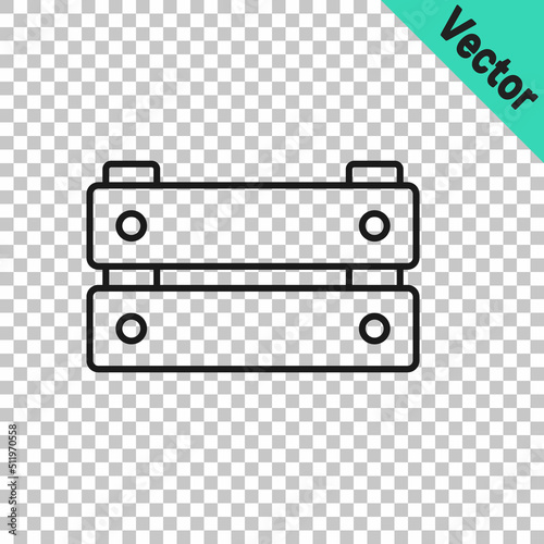 Black line Wooden box icon isolated on transparent background. Grocery basket, storehouse crate. Empty wooden container for vegetables, products. Vector