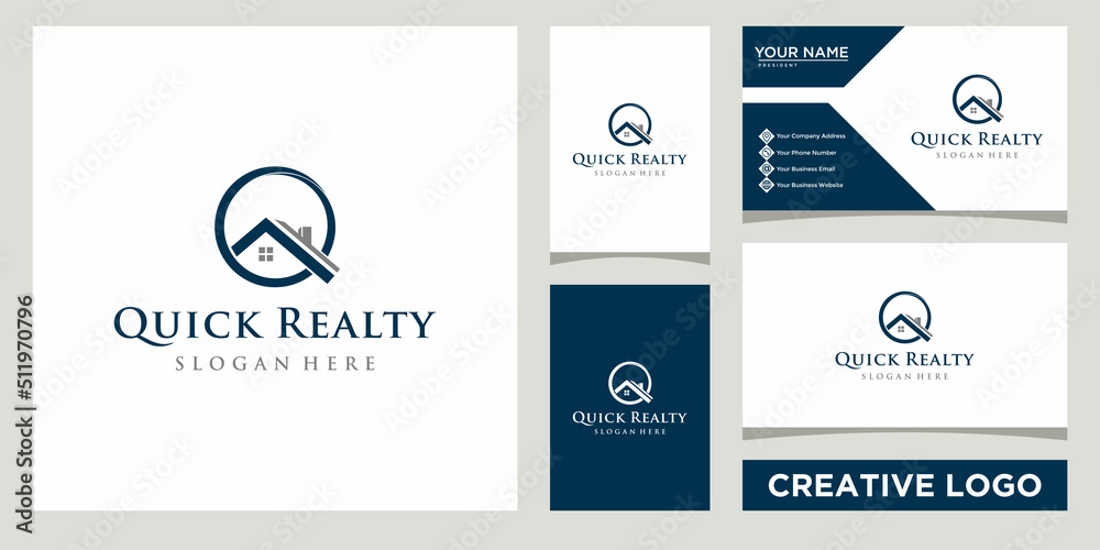 real estate business logo design template with business card design real estate business logo design template with business card design