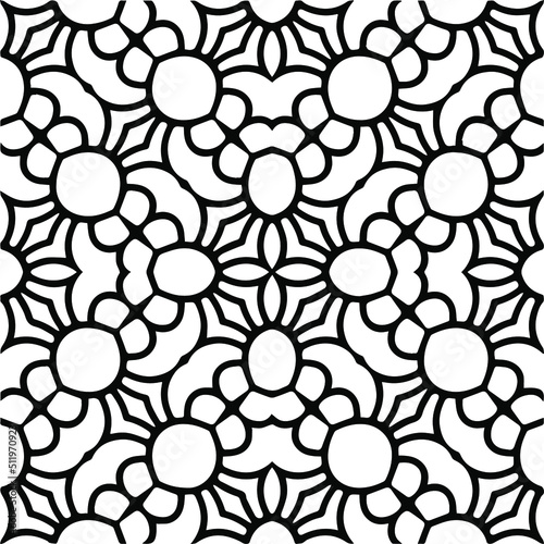 Abstract geometric seamless pattern. Black and white vector background. monochrome mandala.
