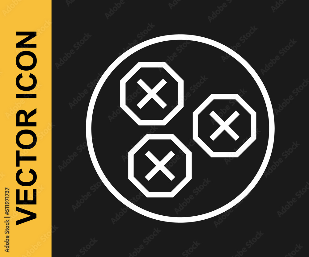 White line Wonton icon isolated on black background. Chinese food. Vector
