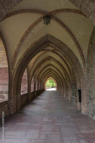 Beautiful architectural arches from several centuries ago in the monastery of Valvanera in La Rioja, Spain. © Esteban