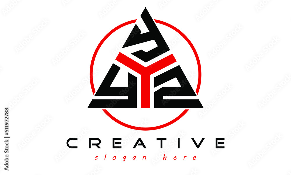 YYZ three letter creative triangle shape in circle logo design vector ...