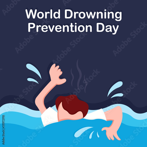 illustration vector graphic of a man drowns in a river at night, perfect for world drowning prevention day, celebrate, greeting card, etc.
