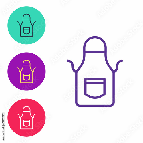 Set line Blacksmith apron icon isolated on white background. Protective clothing and tool worker. Set icons colorful. Vector