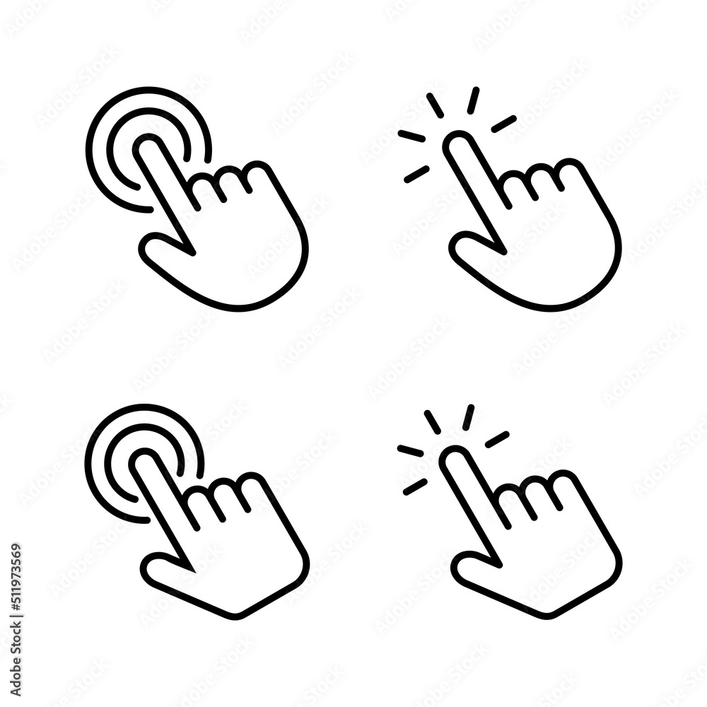 Hand click icon vector. pointer sign and symbol. hand cursor icon Hand click icon vector. pointer sign and symbol. hand cursor icon