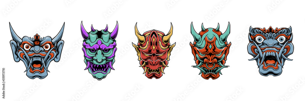 Japanese samurai mask vector Japanese samurai mask vector