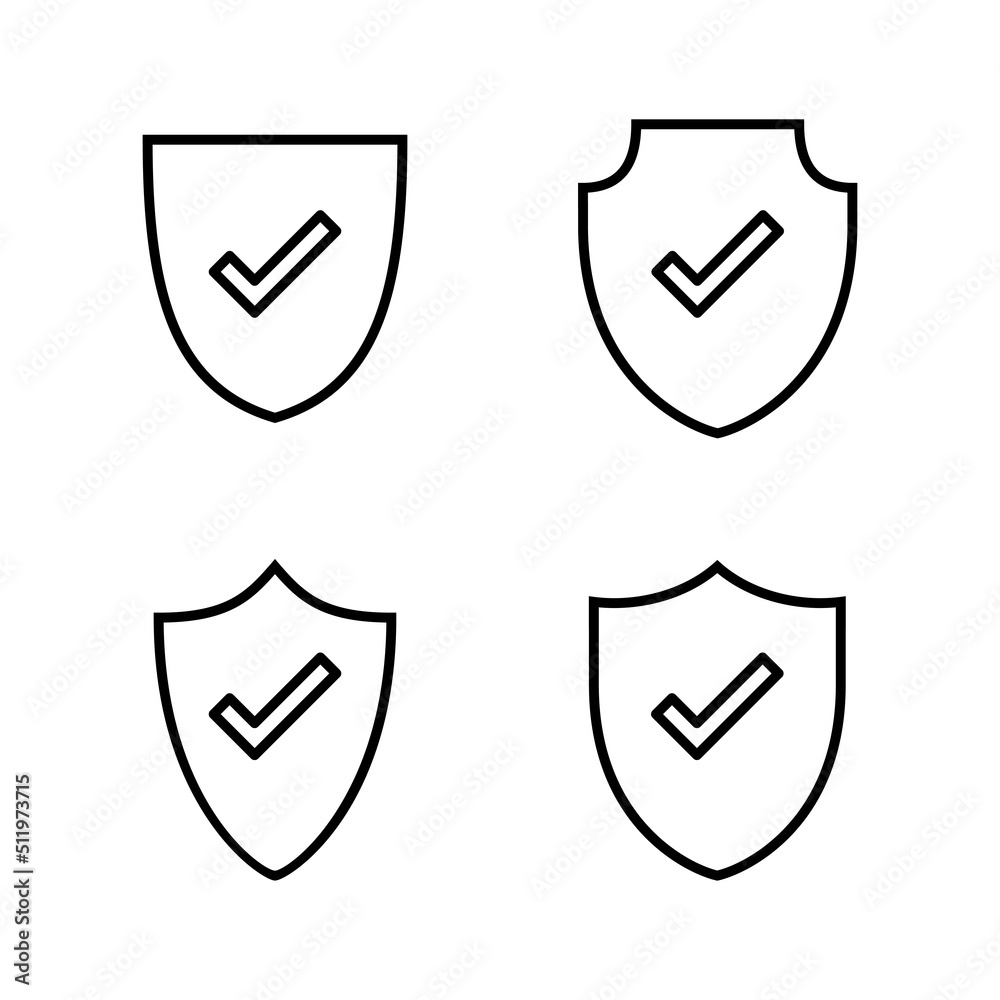 Shield check mark icon vector. Protection approve sign. Insurance icon Shield check mark icon vector. Protection approve sign. Insurance icon