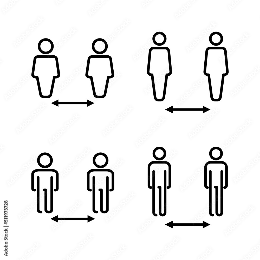 Social distance icon vector. social distancing sign and symbol. self quarantine sign Social distance icon vector. social distancing sign and symbol. self quarantine sign