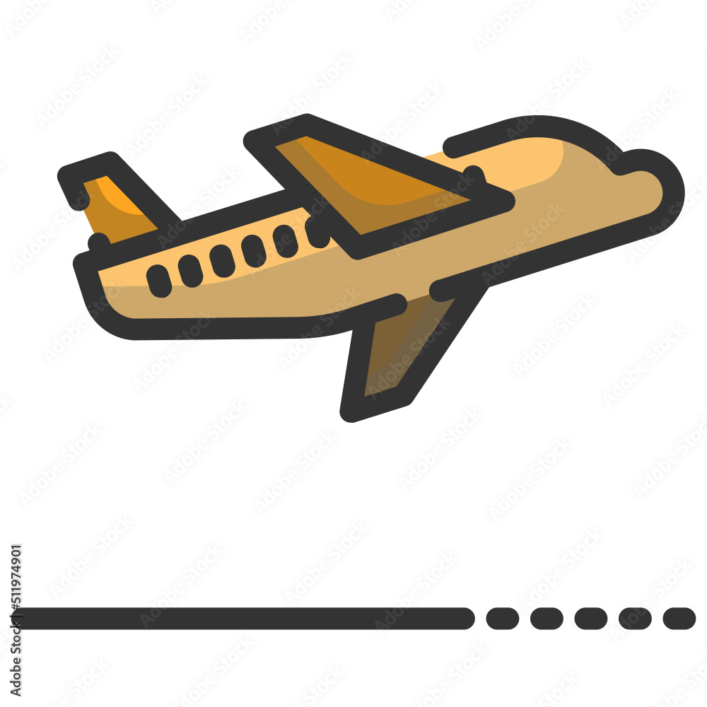 A airplane take off filled line icon