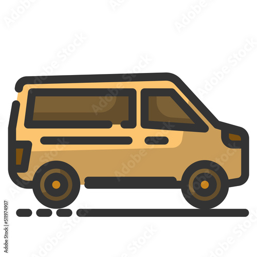 A van car filled line icon