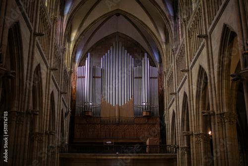 organ pipes instrument inside a Spanish Cathedral