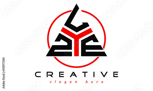 ZLE three letter creative triangle shape in circle logo design vector template. typography logo | Letter mark logo | initial logo | wordmark logo | minimalist logo | gaming logo | emblem logo