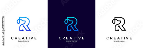 dog in the form of a letter R vector graphic logo modern Fototapete