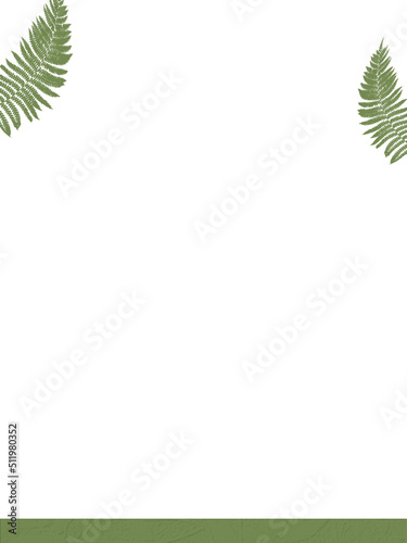 white background with leaves and green squares