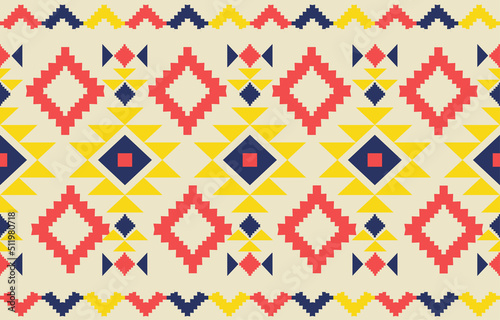 colorful Geometric oriental tribal ethnic pattern traditional background Design for carpet,wallpaper,clothing,wrapping,batik,fabric,Vector illustration embroidery style.