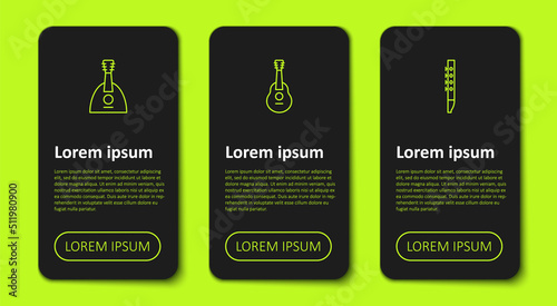 Set line Balalaika, Guitar and Flute. Business infographic template. Vector