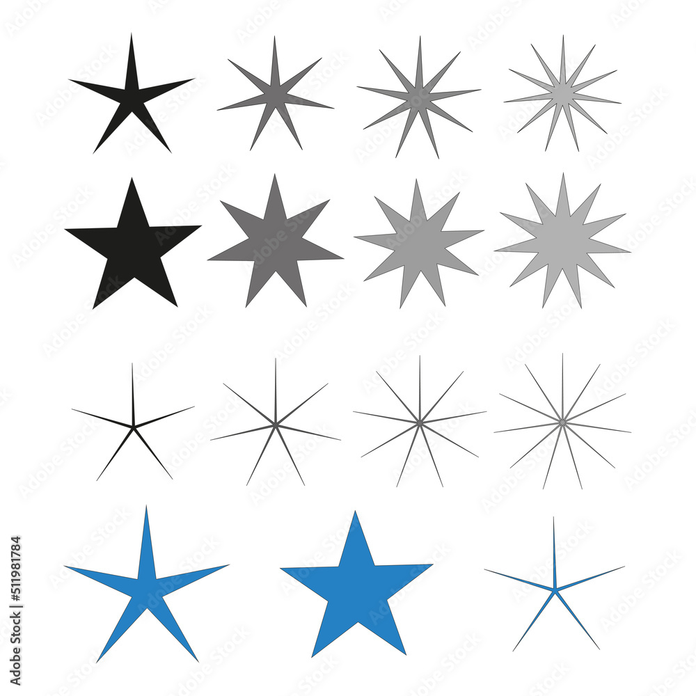 Sketch different stars. Geometric background.Tattoo art. Circle geometric shape. Vector illustration. stock image.
