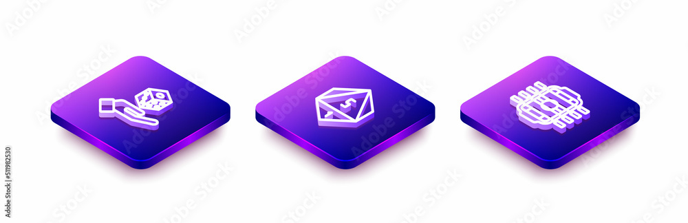 Set Isometric line Game dice, and Table football icon. Vector Set Isometric line Game dice, and Table football icon. Vector