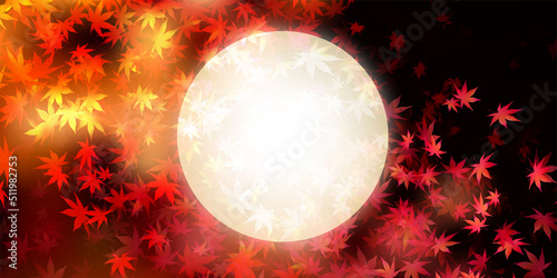 十五夜　月見　紅葉　背景