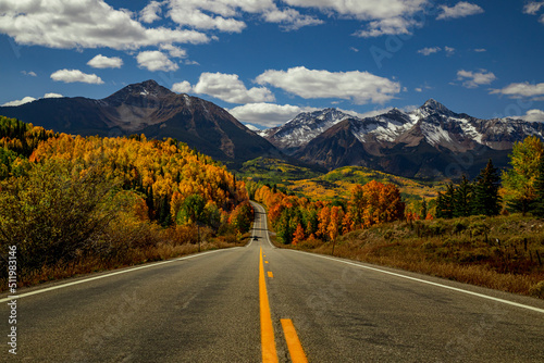 Peak Fall color along San Juan Skyway Scenic Byway near Telluride Colorado
