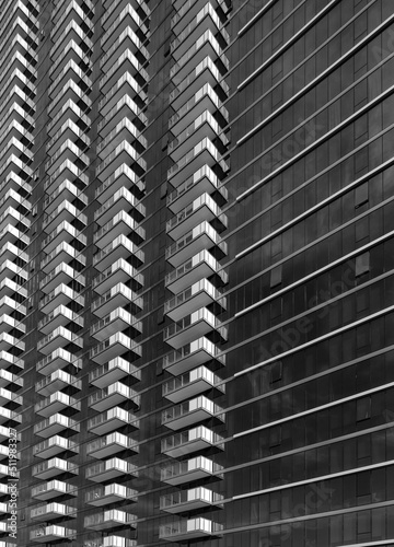 Skyscraper Side View in Black and White.