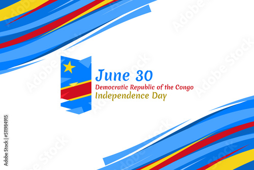 June 30, Independence Day of 
Democratic Republic of the Congo vector illustration. Suitable for greeting card, poster and banner.