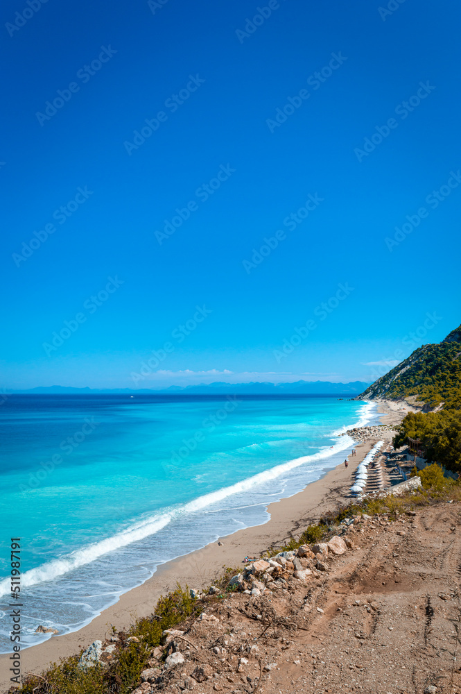 beautiful beach at leukada island in greece