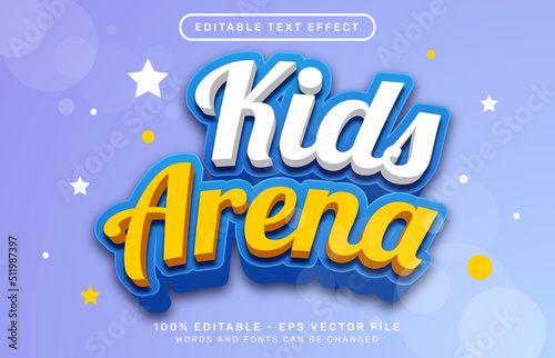 kids arena 3d editable text effect template