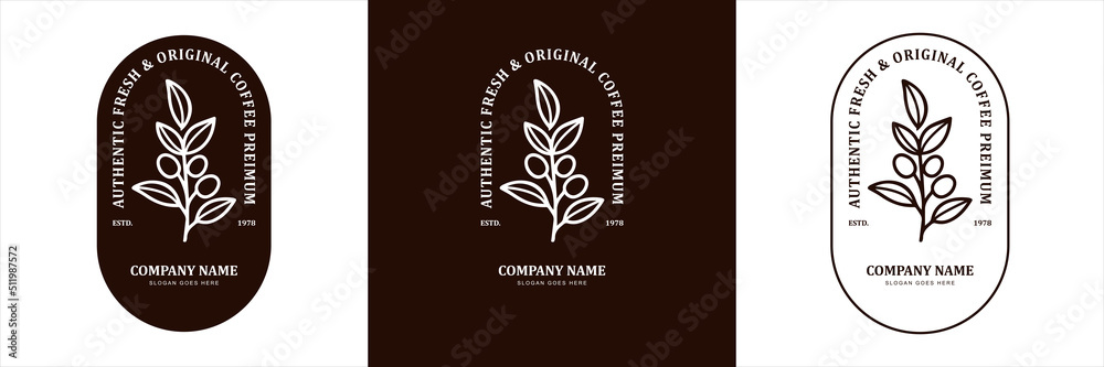 Vintage retro coffee logo badge design for your brand, sticker, stamp and others
