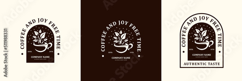 Vintage retro coffee or tea logo badge design for your brand