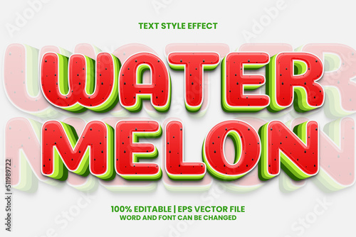 Watermelon 3D Cartoon Style Editable Text Effect