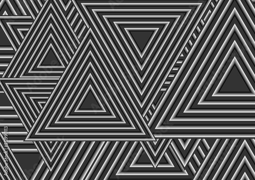 Black white paper triangles abstract tech background. Vector design