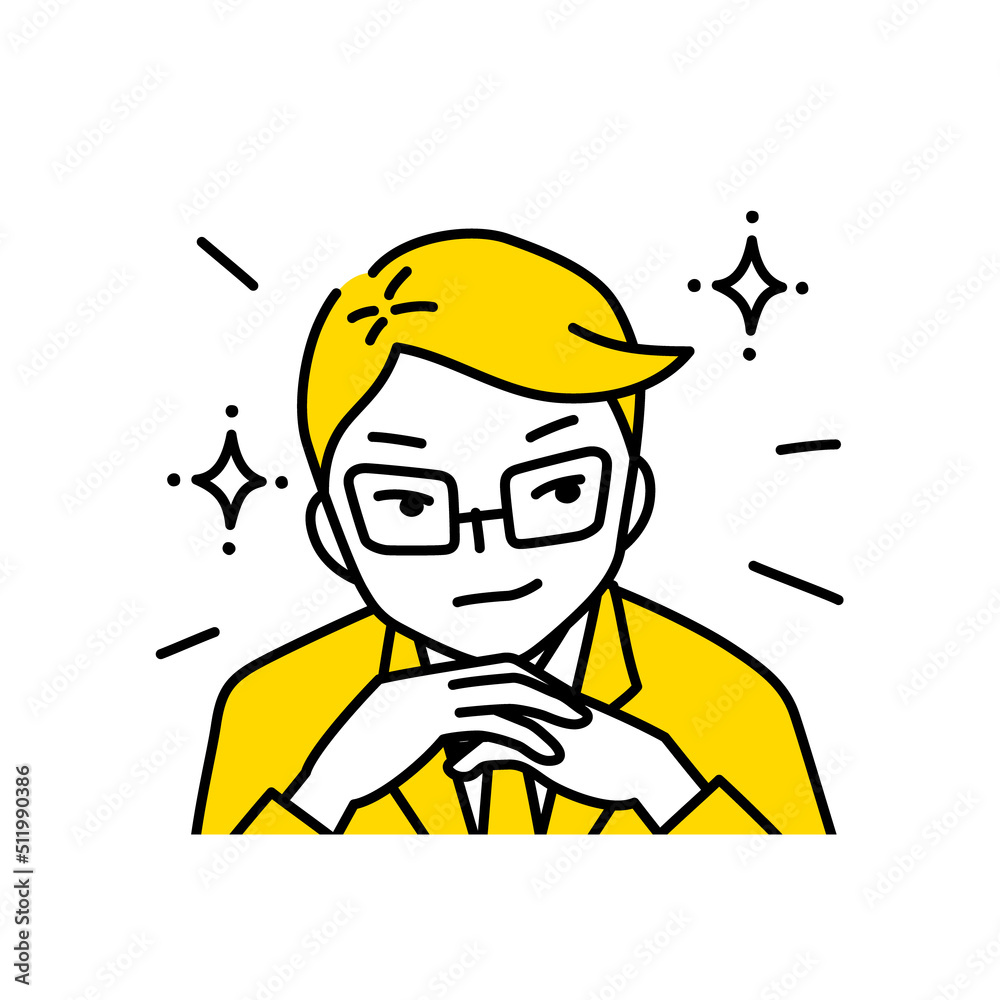 眼鏡をかけた有能なビジネスマンのイラスト(白背景・ベクター・切り抜き) 眼鏡をかけた有能なビジネスマンのイラスト(白背景・ベクター・切り抜き)