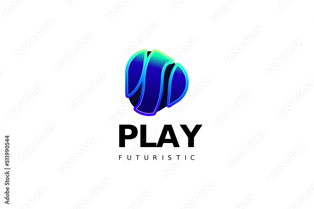 play tech modern logo template