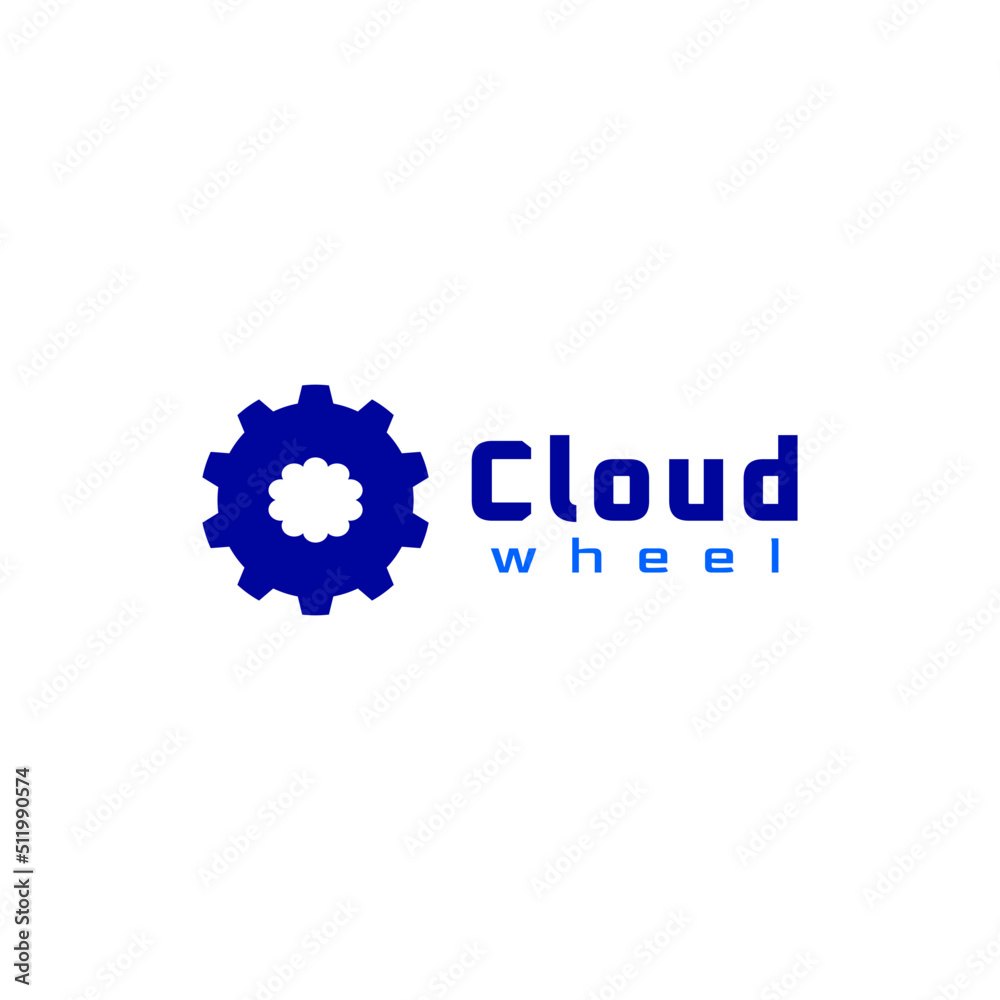 cloud wheel negative space logo template