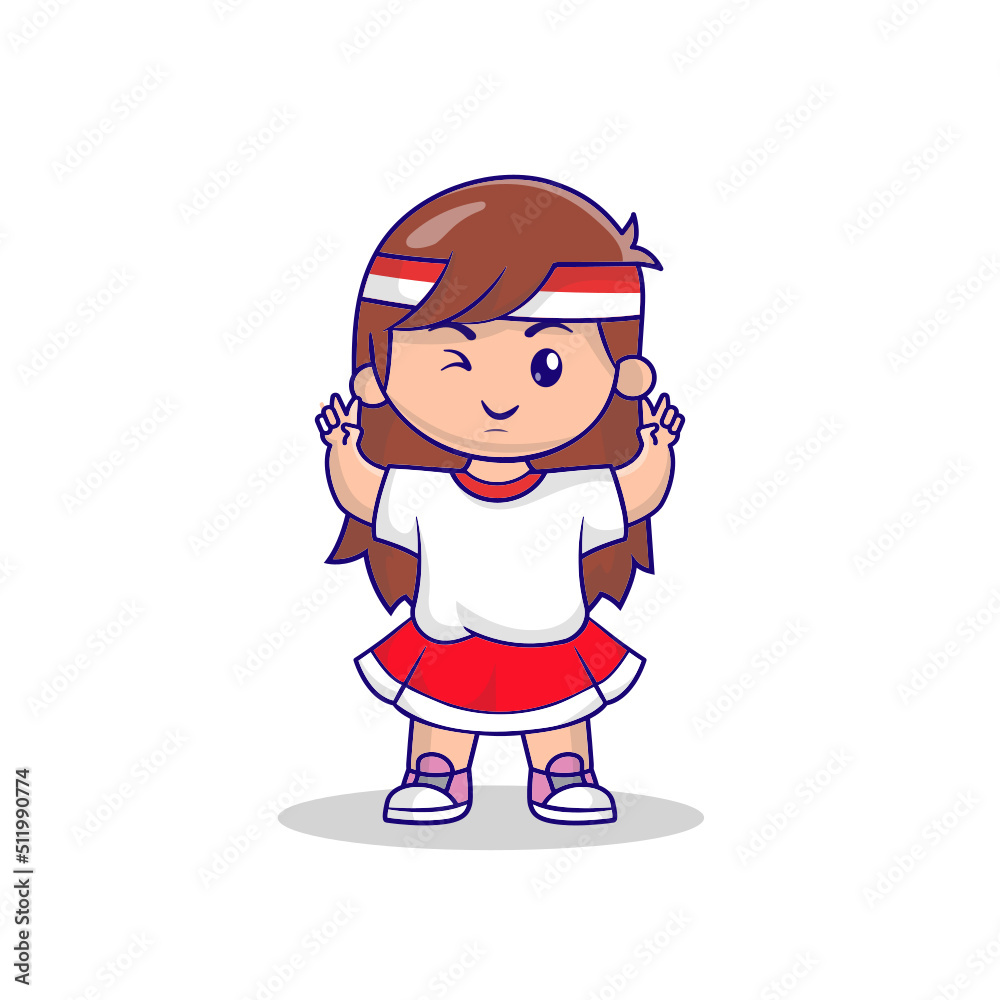 Cute Indonesia Independence day mascot 17 august