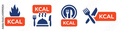 Kcal icon vector set. Kilocalorie for diet food nutrition symbol illustration.