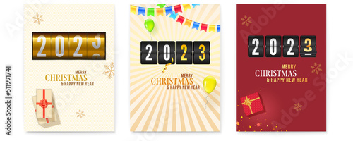Set of posters with mechanical timer to 2023
