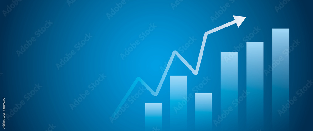 Arrow rising up with bar graph on dark blue background. illustration of growth business success or goal development, financial investment profit graph and leadership motivation strategy achievement. Arrow rising up with bar graph on dark blue background. illustration of growth business success or goal development, financial investment profit graph and leadership motivation strategy achievement.