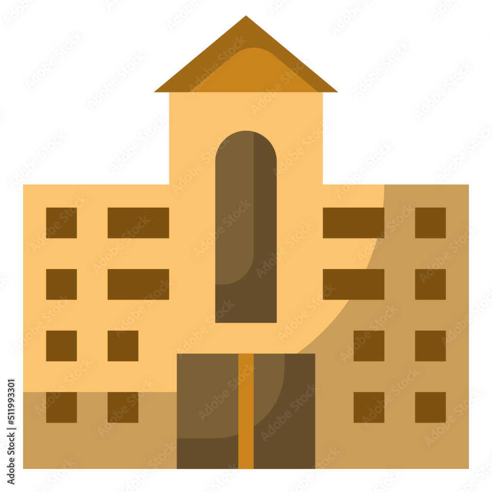 A tower of hotel flat icon