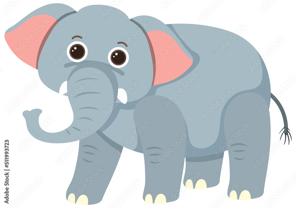Cute elephant in flat cartoon style Cute elephant in flat cartoon style