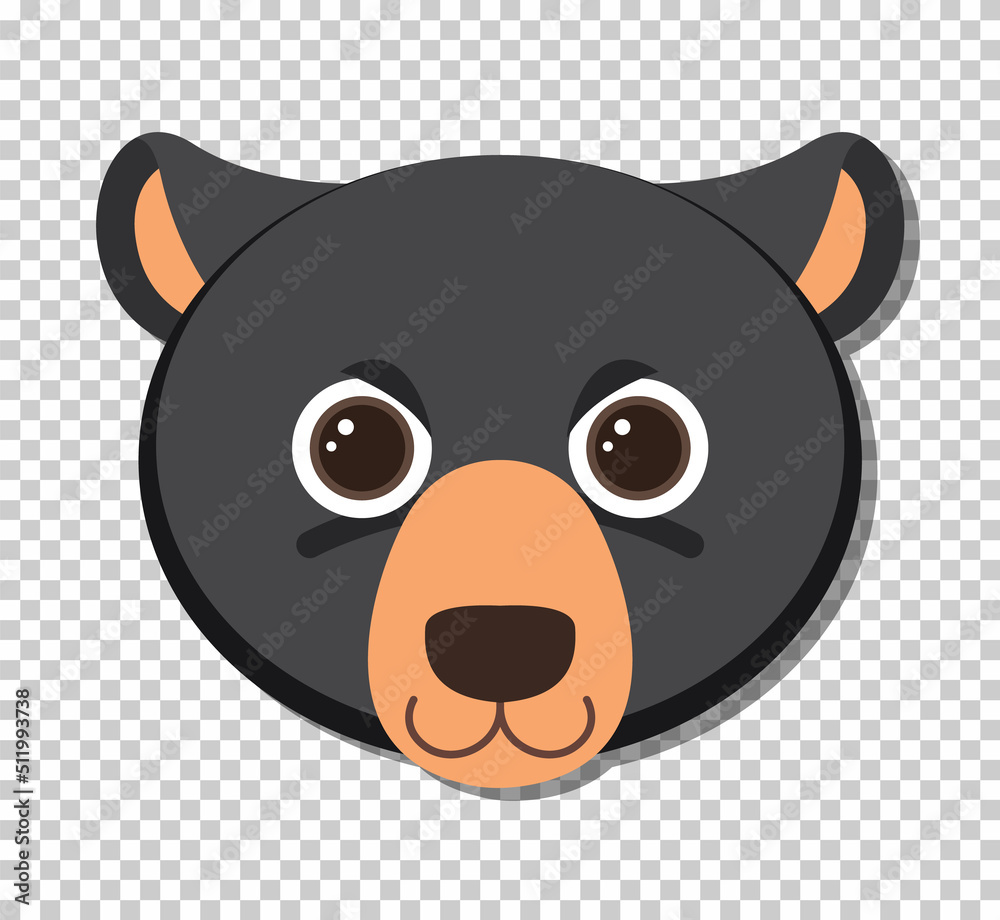 Cute black bear head in flat cartoon style Stock Vector | Adobe Stock
