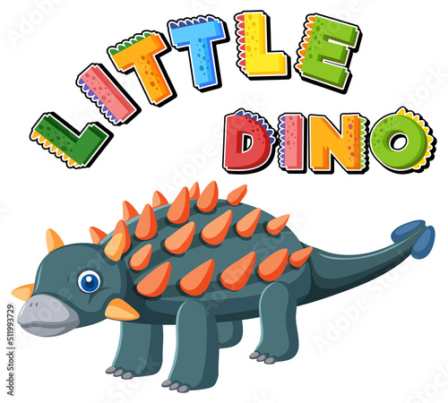 Little cute ankylosaurus dinosaur cartoon character