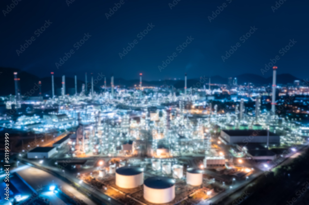blurred image of oil refinery plant at twilight