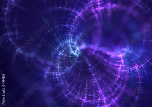 Abstract blue and purple fractal art background.