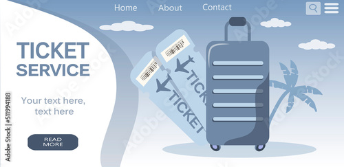 vector illustration in a flat style, a banner for the site. service for the sale of air tickets, travel tickets