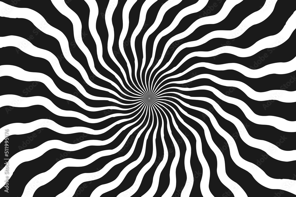 White and black psychedelic optical illusion abstract background with rays, vector illustration White and black psychedelic optical illusion abstract background with rays, vector illustration