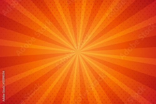 Vector orange and yellow sunburst comic background design with dotted warm color © Toing